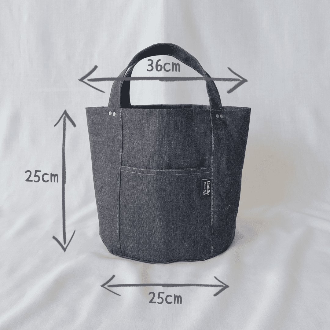 ポケットいっぱいのオーバルトート　ショルダータイプ　　デニム　インディゴブルー | 10枚目