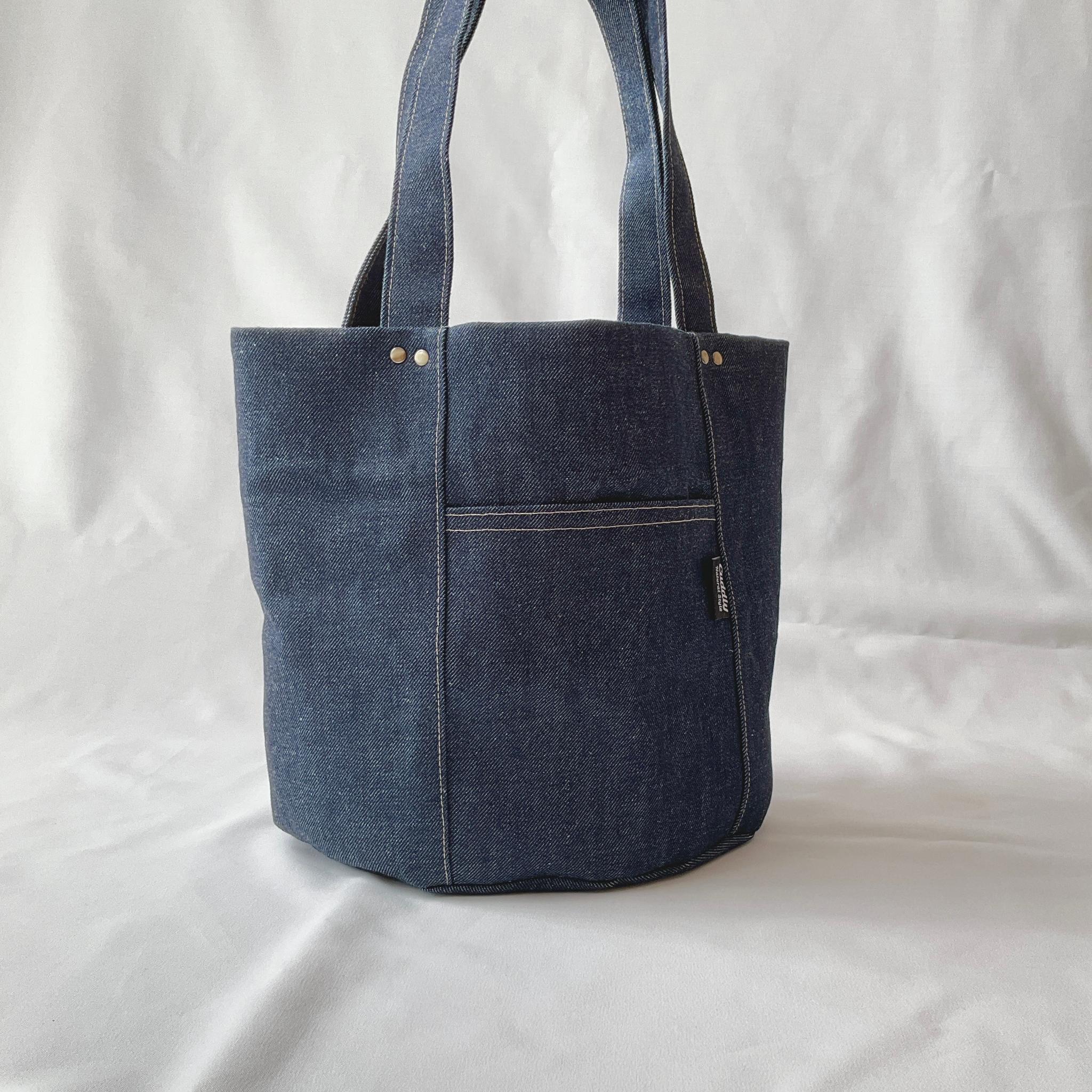 ポケットいっぱいのオーバルトート　ショルダータイプ　　デニム　インディゴブルー | 3枚目
