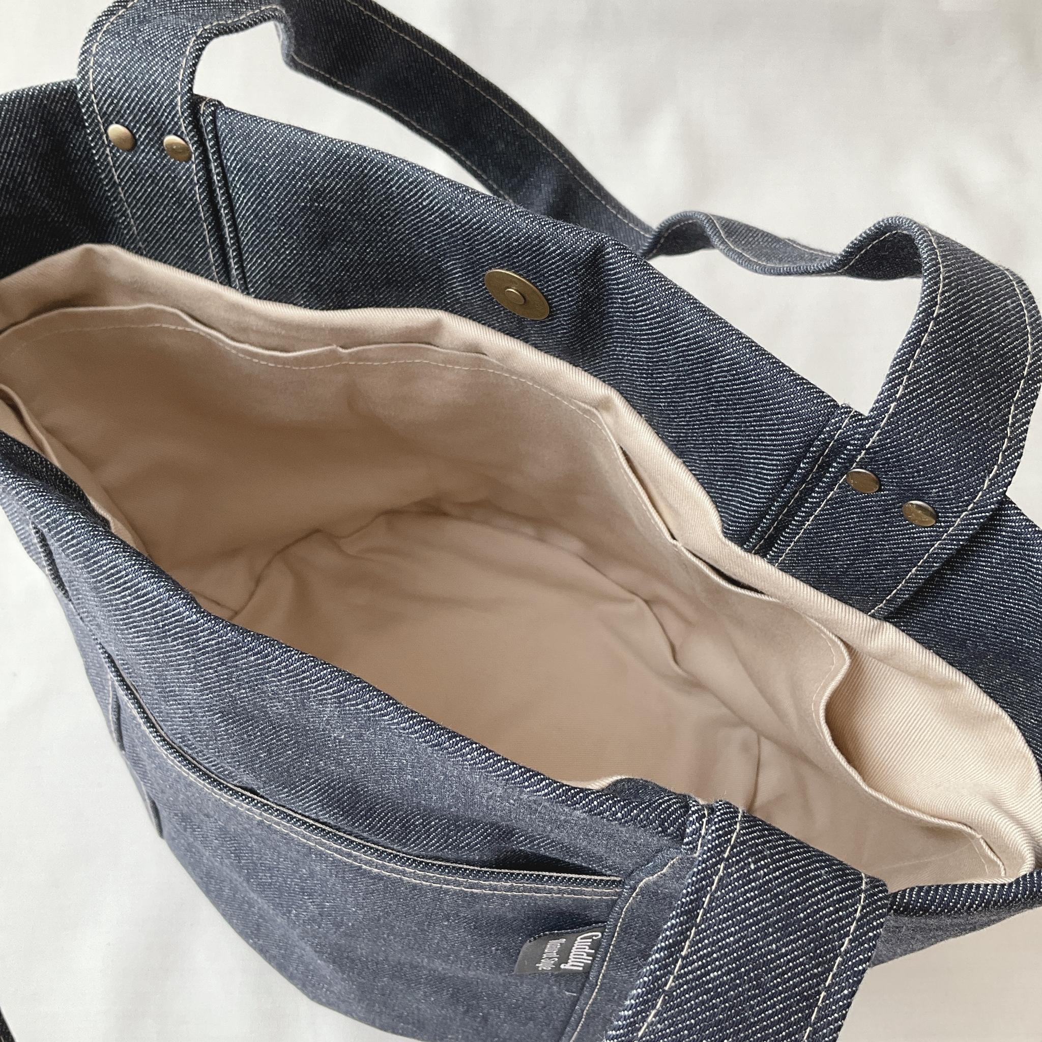 ポケットいっぱいのオーバルトート　ショルダータイプ　　デニム　インディゴブルー | 5枚目