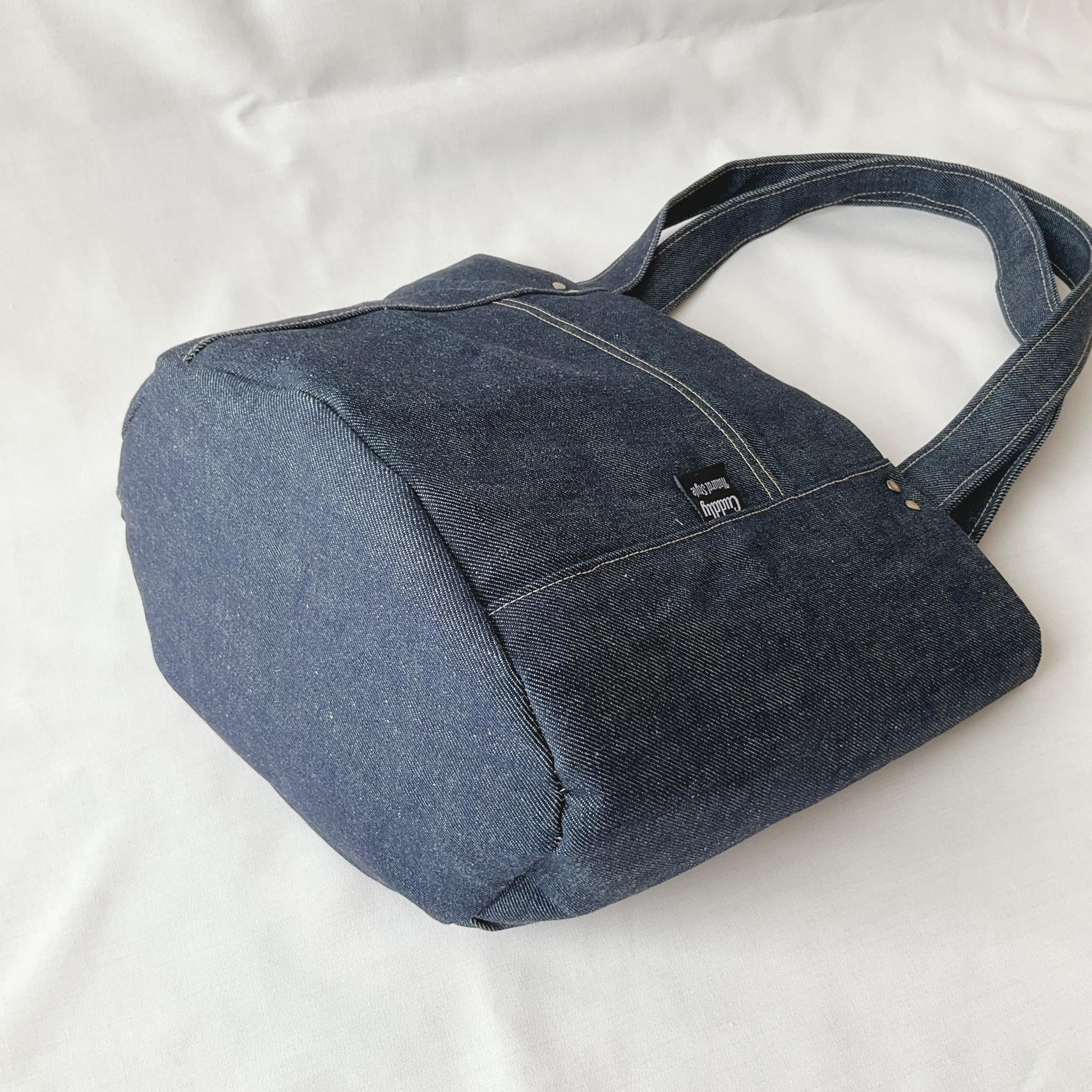 ポケットいっぱいのオーバルトート　ショルダータイプ　　デニム　インディゴブルー | 6枚目