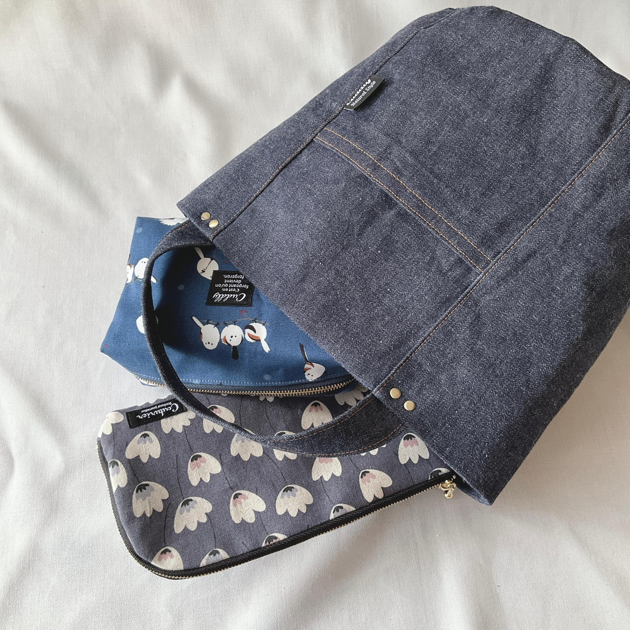 ポケットいっぱいのオーバルトート　ショルダータイプ　　デニム　インディゴブルー | 7枚目