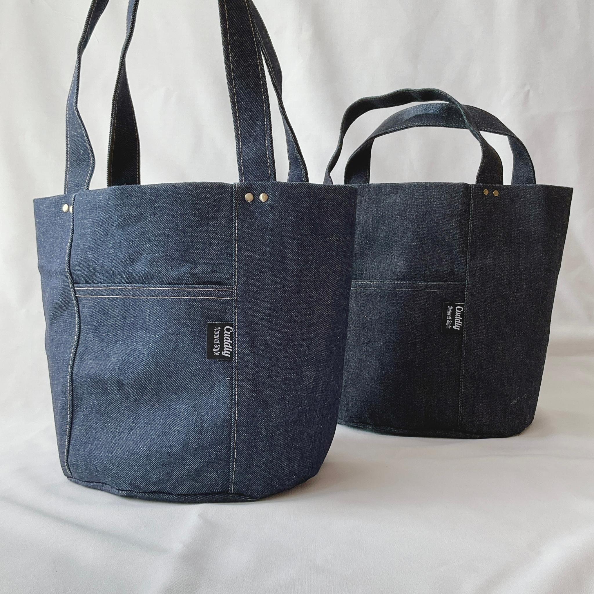 ポケットいっぱいのオーバルトート　ショルダータイプ　　デニム　インディゴブルー | 9枚目