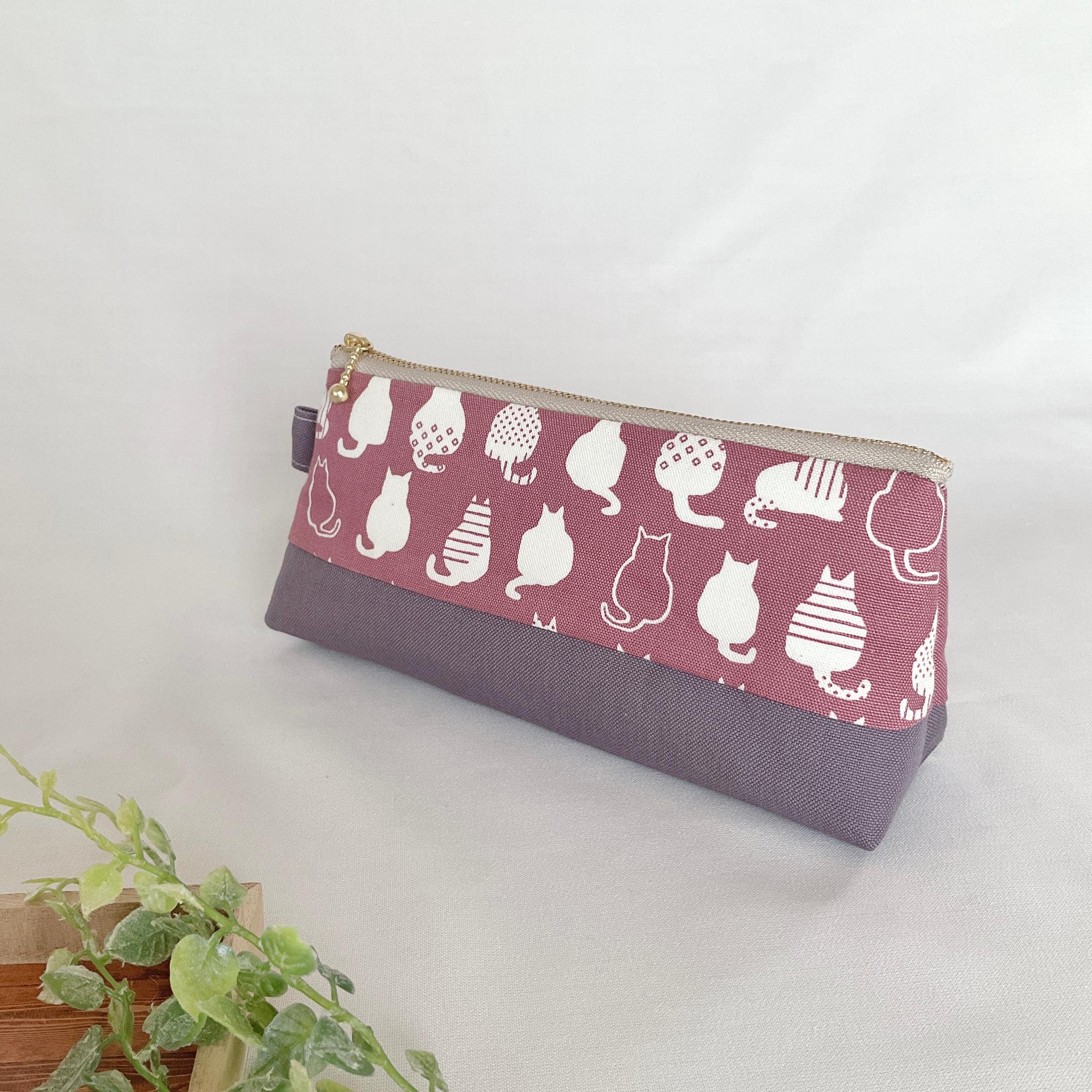 マチたっぷりのペンケース? ツートン ファスナー ポーチ 帆布 大容量 新生活 新学期 入学