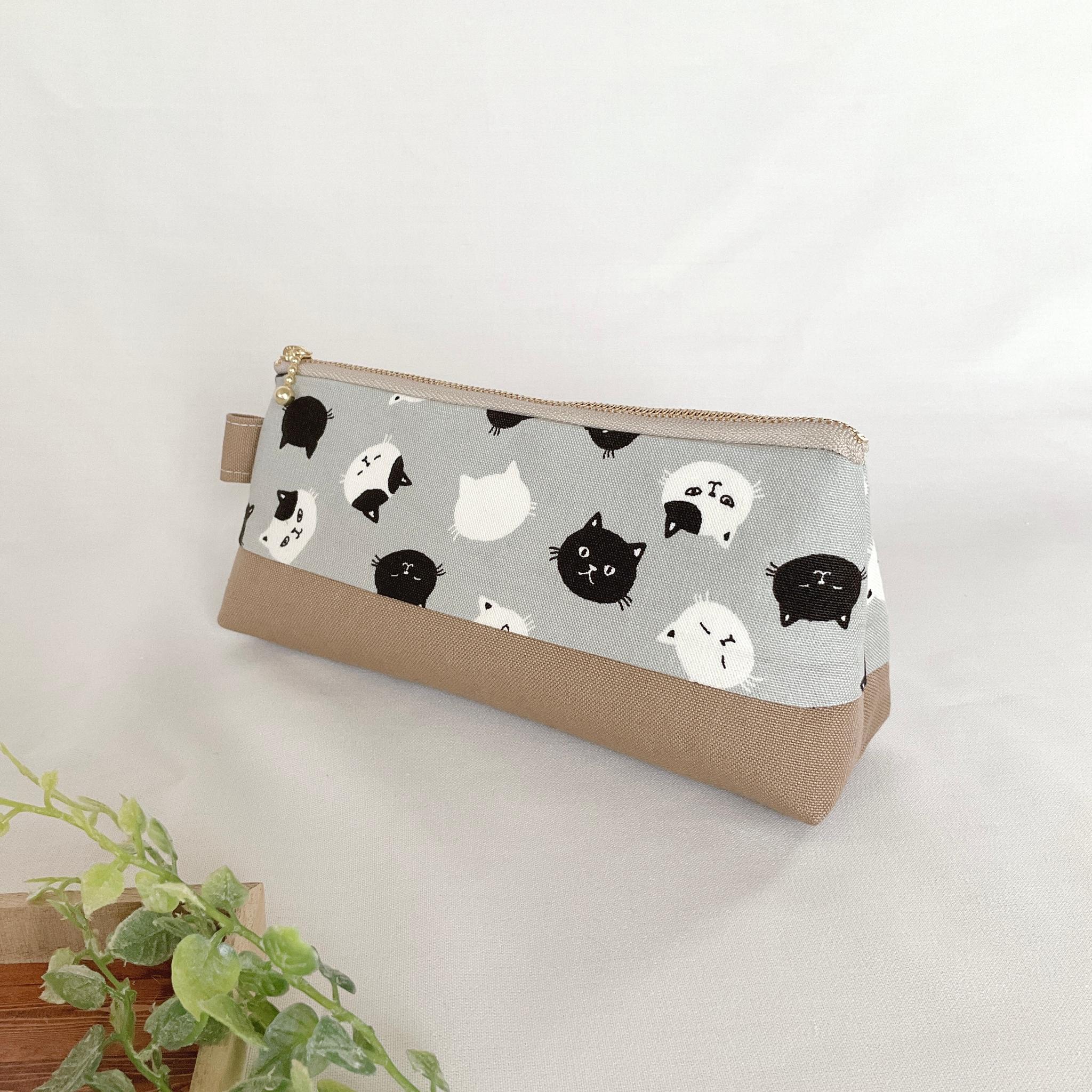 マチたっぷりのペンケース? ツートン ファスナー ポーチ 帆布 大容量 新生活 新学期 入学