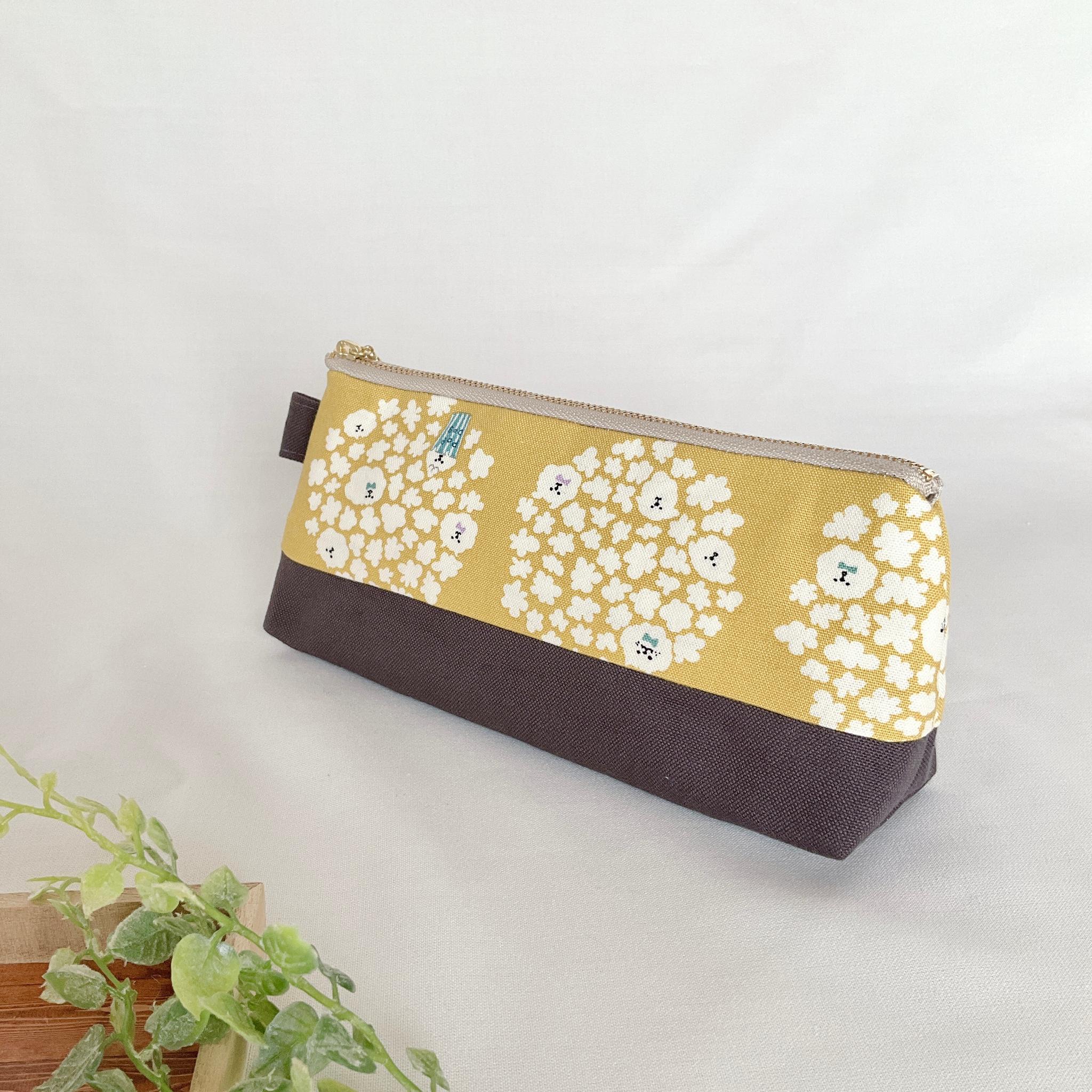 マチたっぷりのペンケース ツートン ファスナー ポーチ 帆布 大容量 新生活 新学期 入学