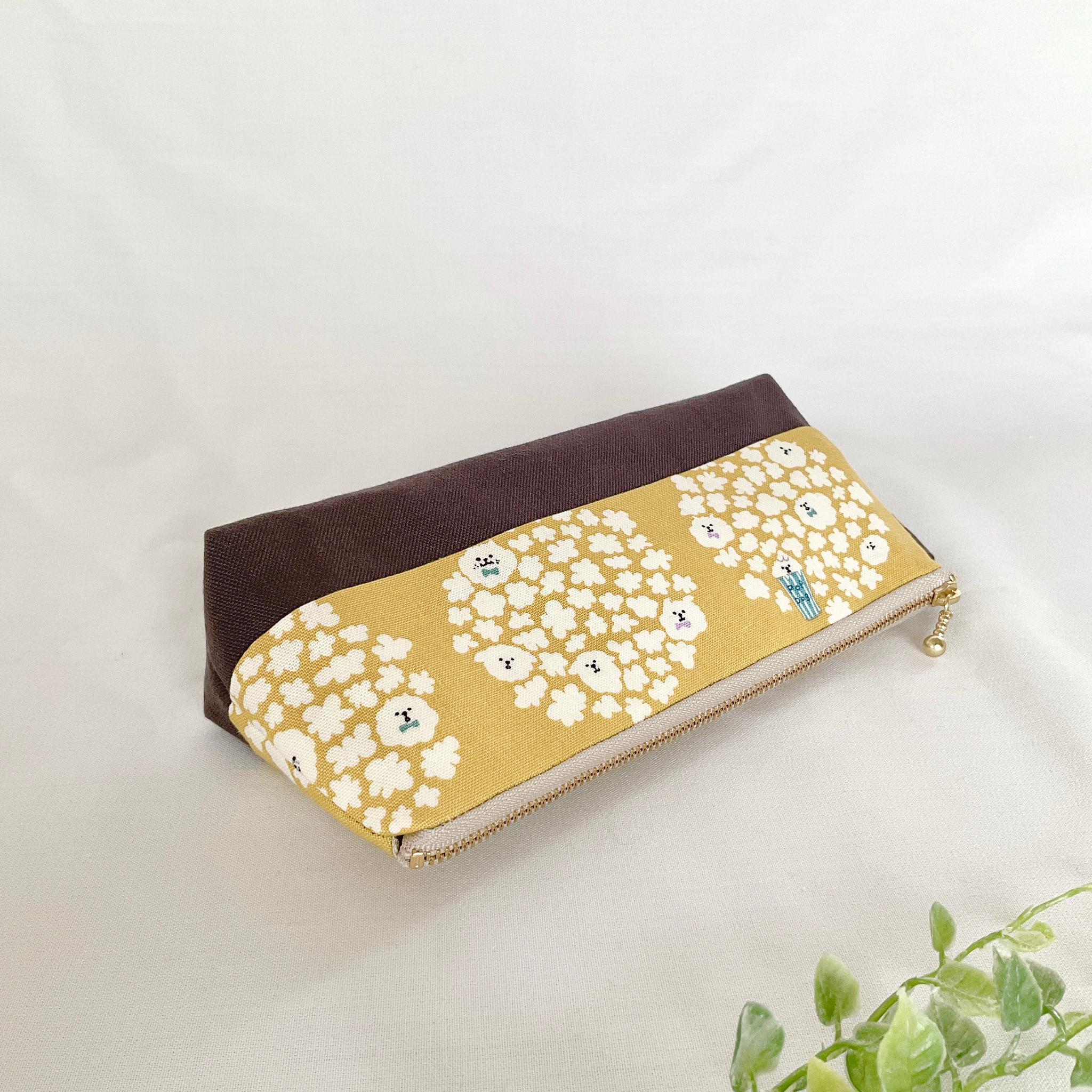 マチたっぷりのペンケース ツートン ファスナー ポーチ 帆布 大容量 新生活 新学期 入学 | 4枚目