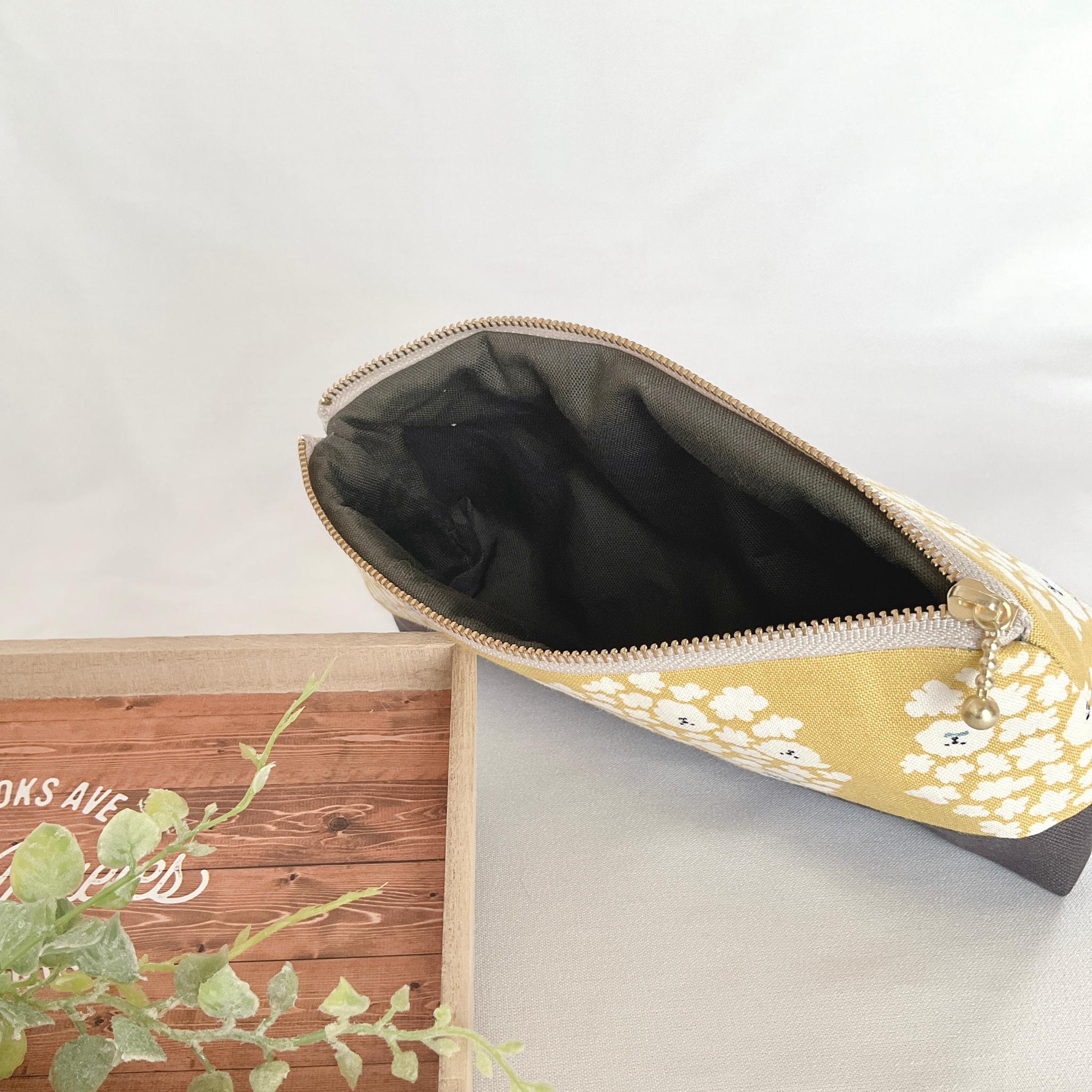 マチたっぷりのペンケース ツートン ファスナー ポーチ 帆布 大容量 新生活 新学期 入学 | 6枚目