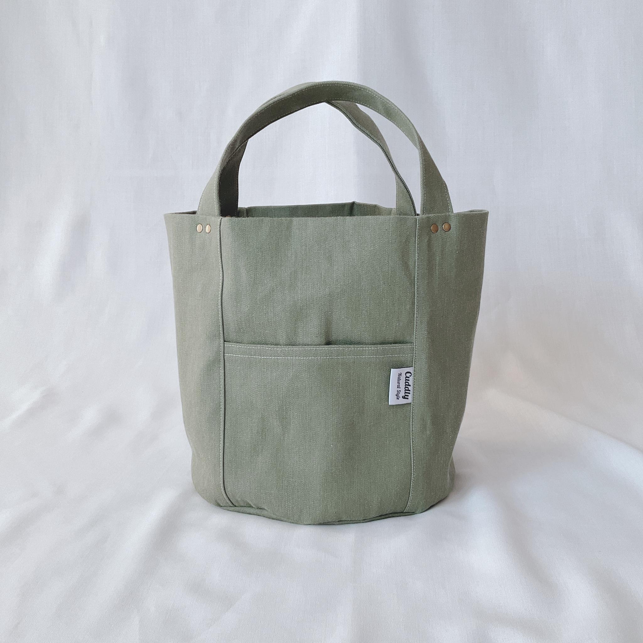 １点もの　自立して便利！　丸い底のトートバッグ | 6枚目