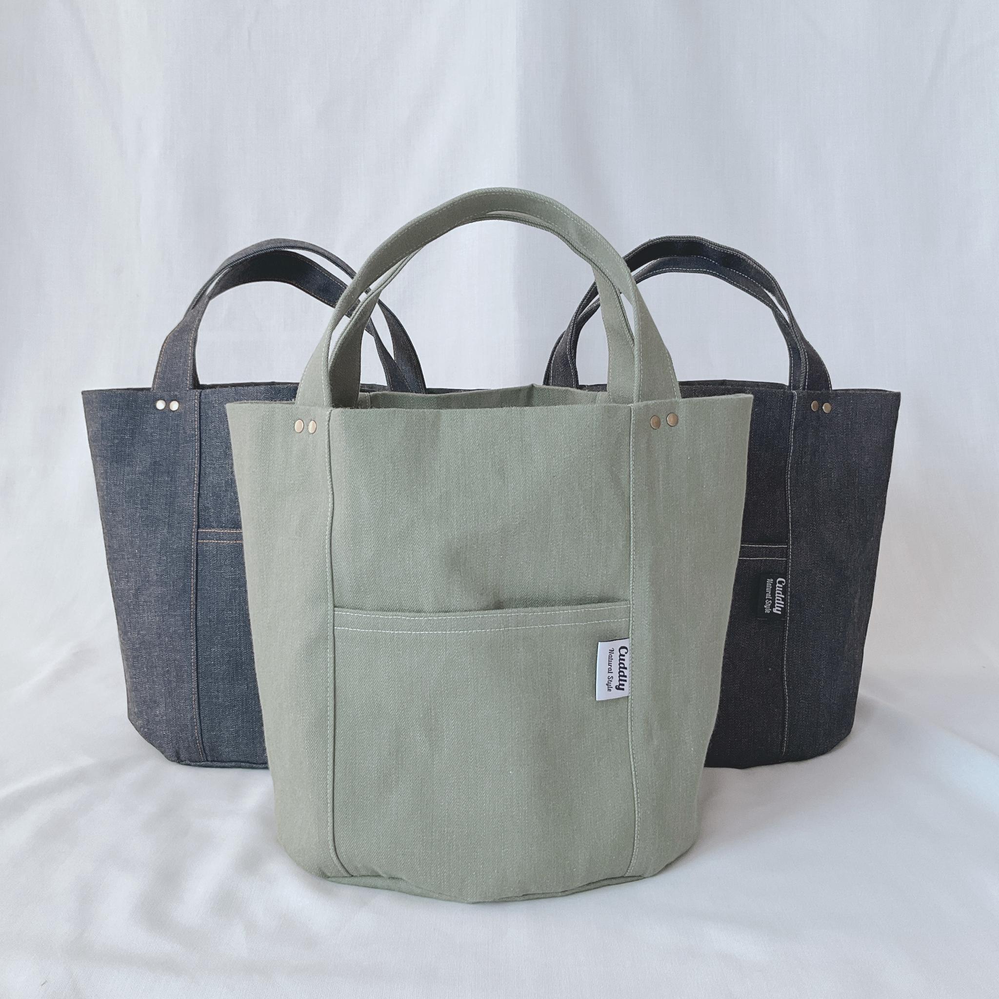 １点もの　自立して便利！　丸い底のトートバッグ | 7枚目