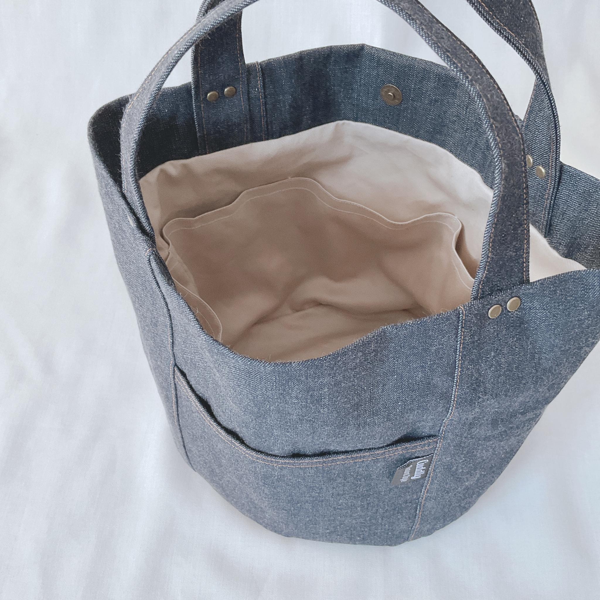 １点もの　自立して便利！　丸い底のトートバッグ | 8枚目