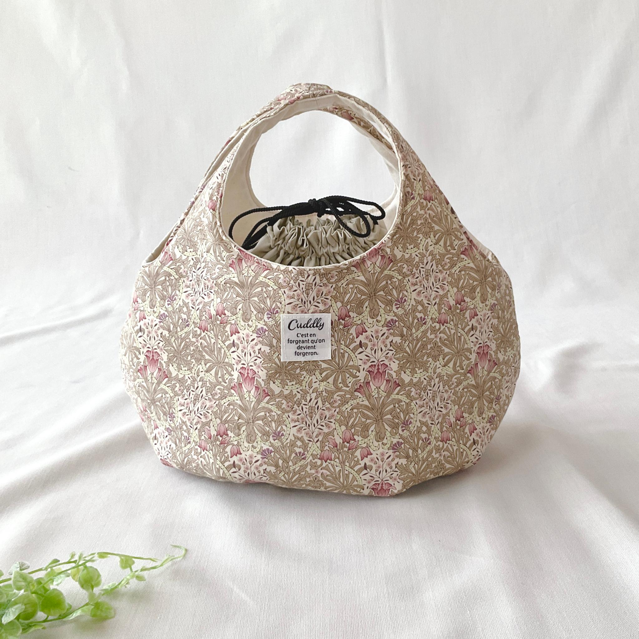 花柄の小さなころりんバッグ　Sサイズ　中身が見えないのが嬉しい1枚目の画像