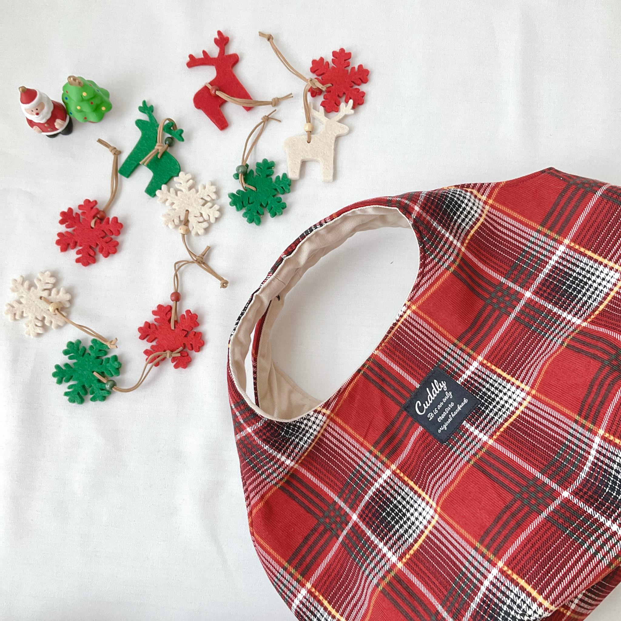 あったか素材のころりんバッグ　Mサイズ　手持ち　コーデュロイ　チェック | 2枚目